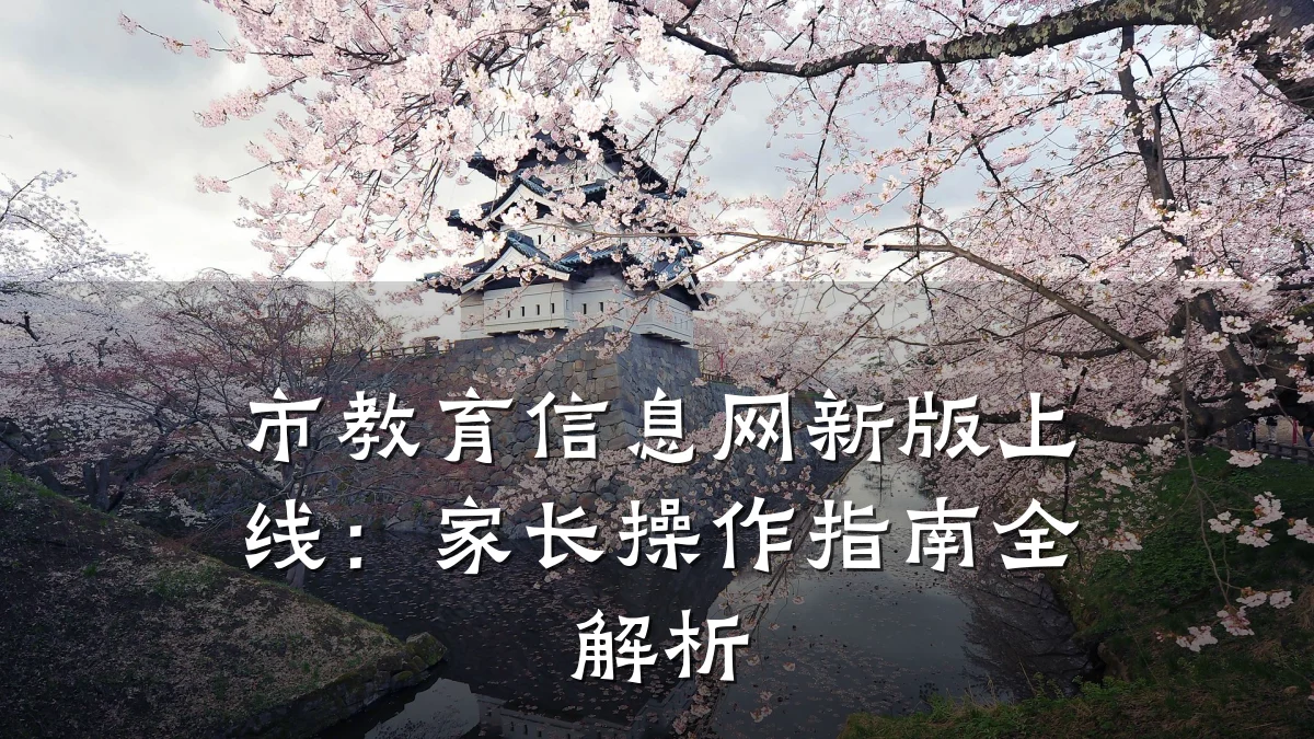 市教育信息网新版上线：家长操作指南全解析